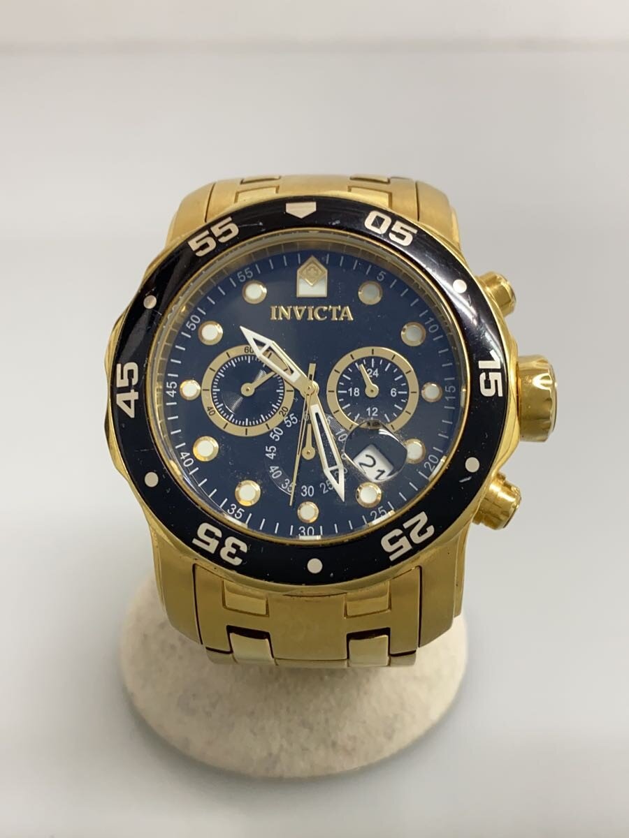 【中古】invicta◆クォーツ腕時計/アナログ/ステンレス/GLD/GLD/0072【服飾雑貨他】