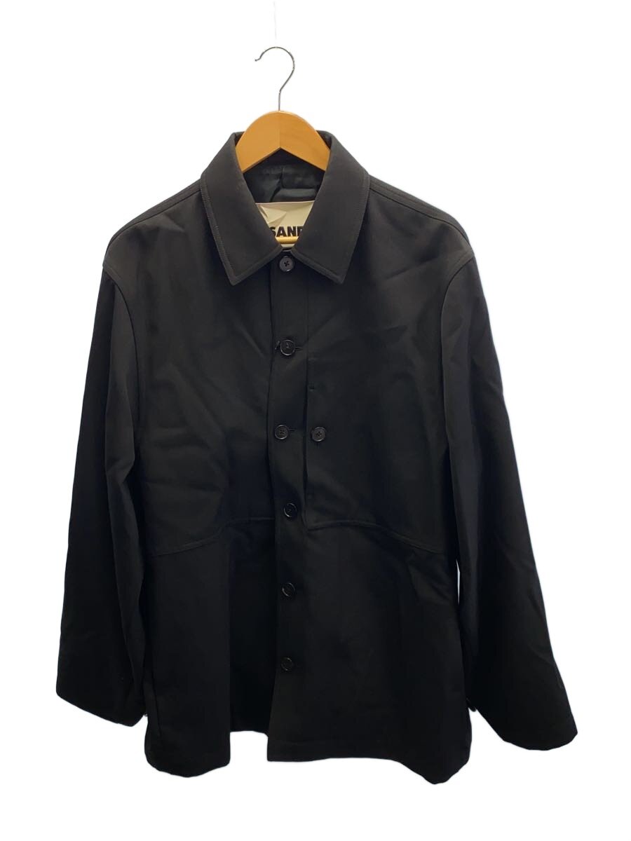 【中古】JIL SANDER◆20AW/ウールギャバジン シャツジャケット/46/黒/背タグ縫製抜け ...