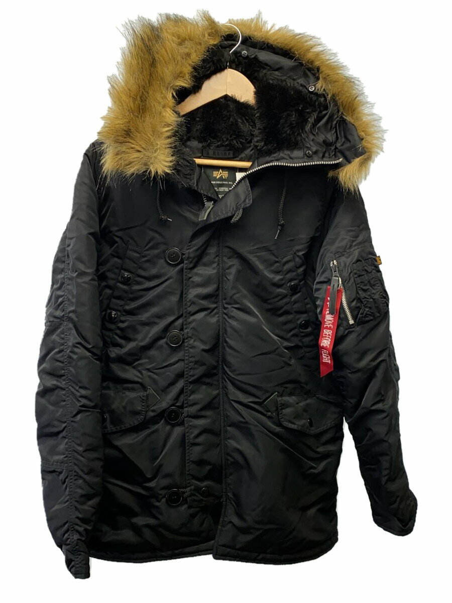 【中古】ALPHA INDUSTRIES◆コート/M/ナイロン/BLK/無地/20094-201【メンズウェア】