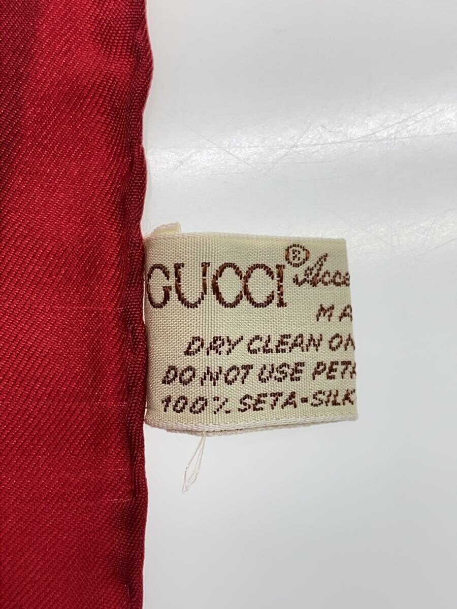 【中古】GUCCI◆スカーフ/シルク/RED/花柄/レディース【服飾雑貨他】