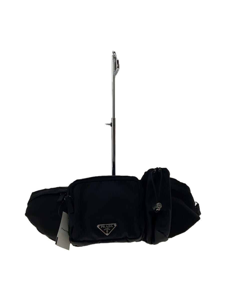 【中古】PRADA◆三角ロゴプレート/ウエストバッグ/ナイロン/ブラック【バッグ】