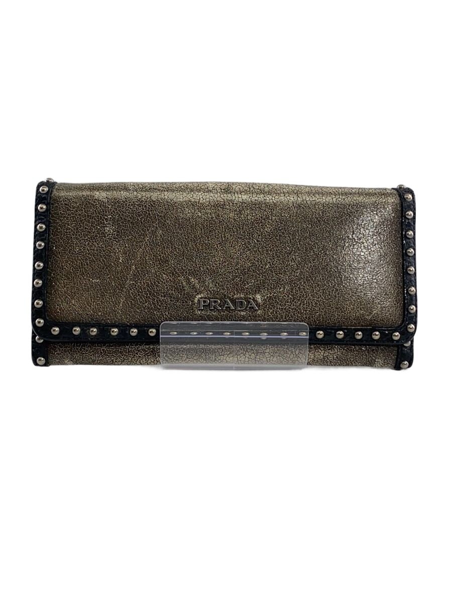 【中古】PRADA◆長財布/--/GRY/レディース【服飾雑貨他】