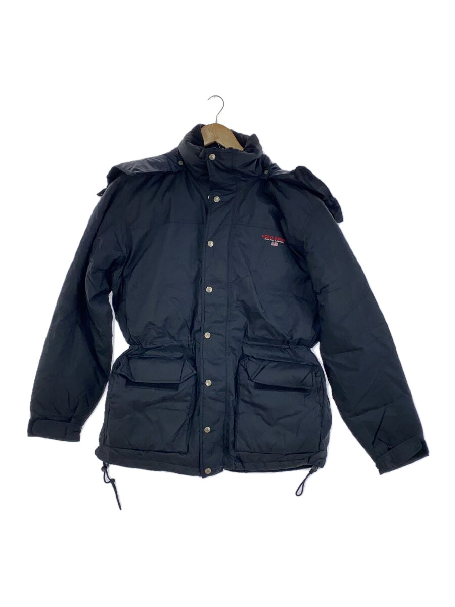 【中古】POLO SPORT◆90s~/フード付きダウンジャケット/フード着脱可/SIZE:L/ナイロン/BLK【メンズウェア】
