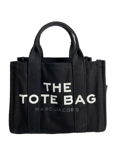 【中古】MARC JACOBS◆トートバッグ/コットン/BLK/プリント【バッグ】 【中古】MARC JACOBS◆トートバッグ/コットン/BLK/プリント【バッグ】