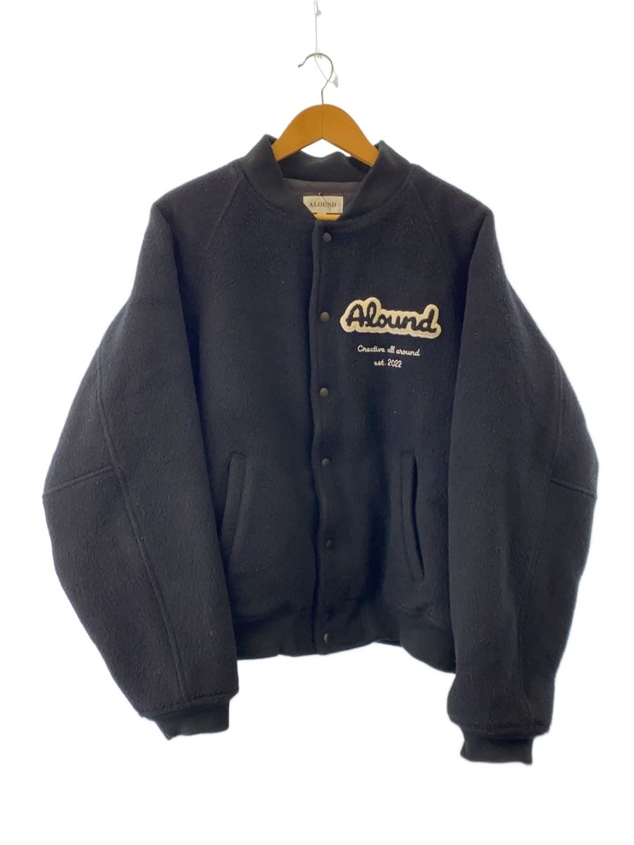 【中古】ALOUND◆wool versity jacket/スタジャン/XL/ウール/BLK【メンズウェア】