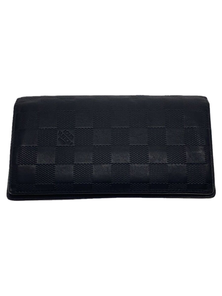Rakuten - 【中古】LOUIS VUITTON◆ポルト・フォイユ・ブラザ_ダミエ・アンフィニ_BLK/レザー/BLK/メンズ【服飾雑貨他】