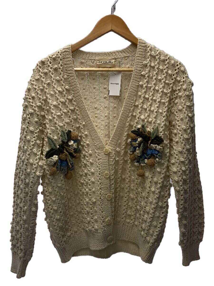 【中古】INGEBORG◆カーディガン(厚手)/--/ウール/CRM【レディースウェア】