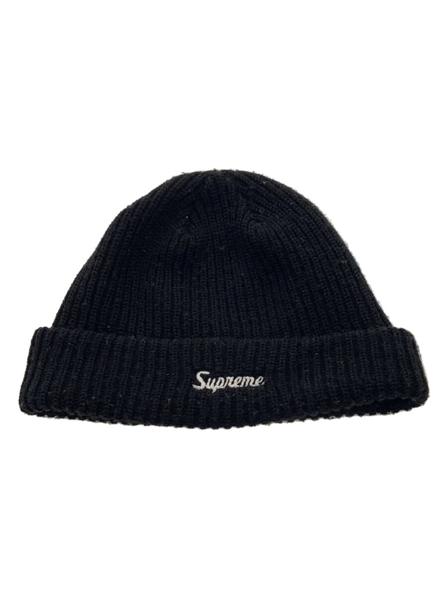 【中古】Supreme◆ニットキャップ/アクリル/ブラック/無地/メンズ/使用感有/毛羽立ち有【服飾雑貨他】