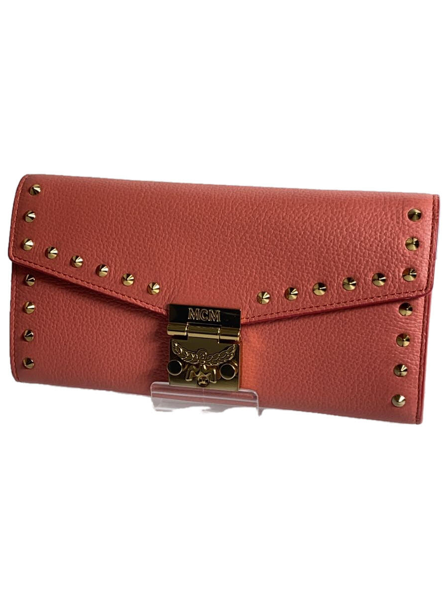 【中古】MCM◆長財布/レザー/PNK/チェーンショルダーウォレット/スタッズ【服飾雑貨他】