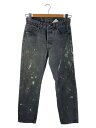 【中古】Levi’s◆ボトム/28/デニム/BLK/総柄/520 0194 85266-4/501/ブラックデニム/ペンキデニ【メンズウェア】