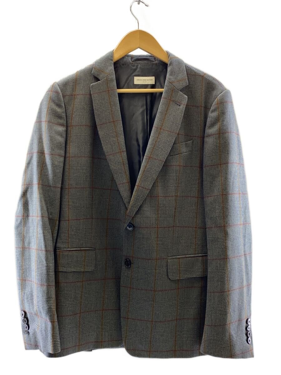 Outerwear - 【中古】DRIES VAN NOTEN◆テーラードジャケット/50/ウール/GRY/チェック【メンズウェア】