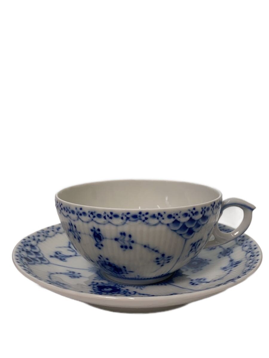 【中古】ROYAL COPENHAGEN◆カップ&ソーサー/WHT/ブルーフルーテッド/ハーフレース/525-656【キッチン用品】