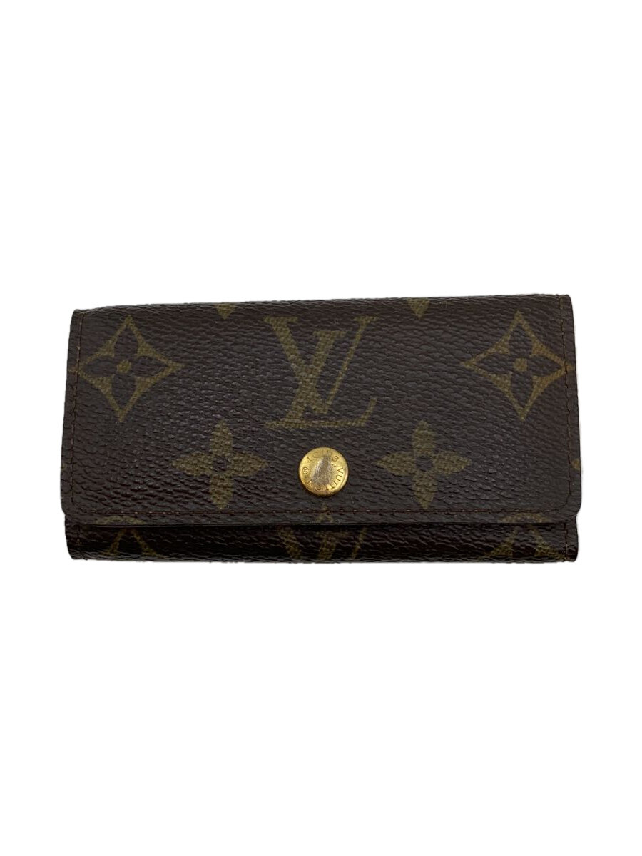 【中古】LOUIS VUITTON◆ミュルティクレ4_モノグラム・キャンバス_BRW/レザー/BRW/モノグラム/レディース【服飾雑貨他】