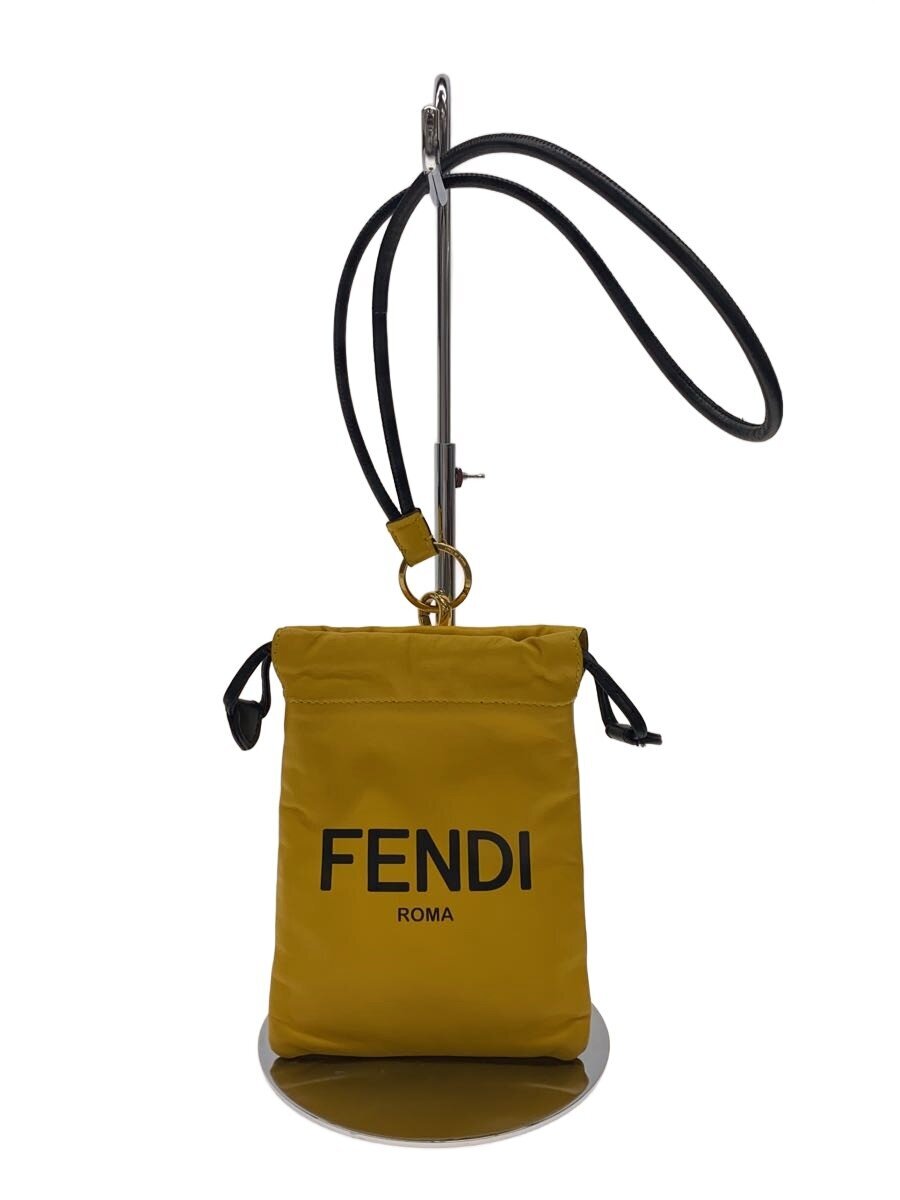 FENDI - 【中古】FENDI◆FENDI フェンディ ポーチ/レザー/YLW/巾着ポーチ【バッグ】