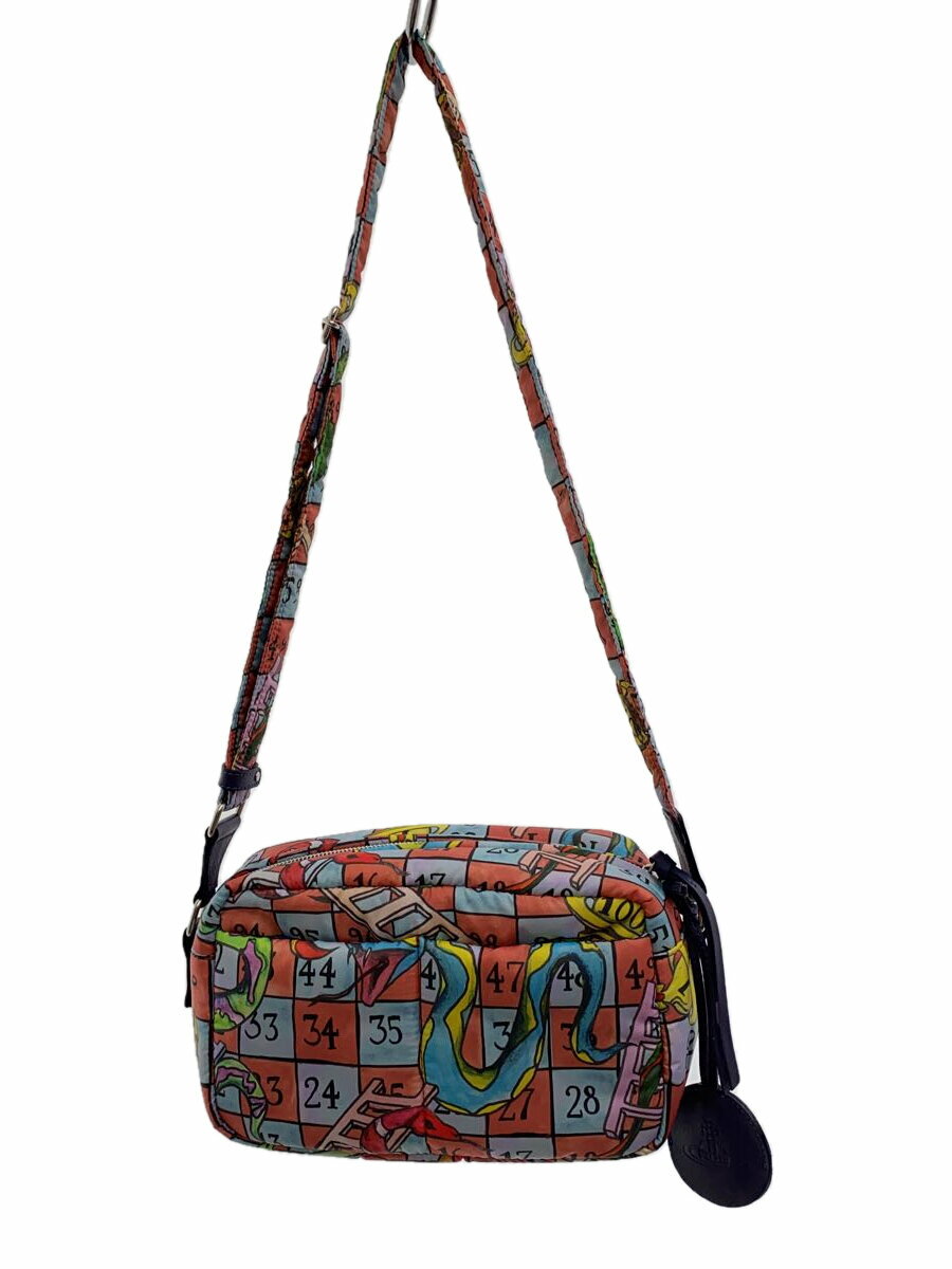 【中古】Vivienne Westwood◆ショルダーバッグ/ポリエステル/RED/アニマル/SNAKES AND LADDERS【バッグ】