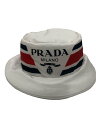 【中古】PRADA◆バケットハット/L/ナイロン/WHT/メンズ/1hc248【服飾雑貨他】