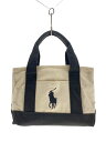【中古】POLO RALPH LAUREN◆ハンドバッグ/キャンバス/CRM/無地【バッグ】