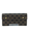 【中古】LOUIS VUITTON◆二つ折り長財布/レザー/BRW/総柄/メンズ/ダミエ/【服飾雑貨他】