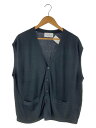 【中古】UNUSED◆23ss/12G Cardigan Vest/ニットベスト(薄手)/2/コットン/BLK/US2322//【メンズウェア】