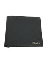 【中古】PRADA◆2ツ折サイフ/レザー/BLK/メンズ【服飾雑貨他】