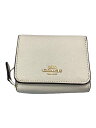 【中古】COACH◆3つ折り財布/レザー/クリーム/レディース【服飾雑貨他】