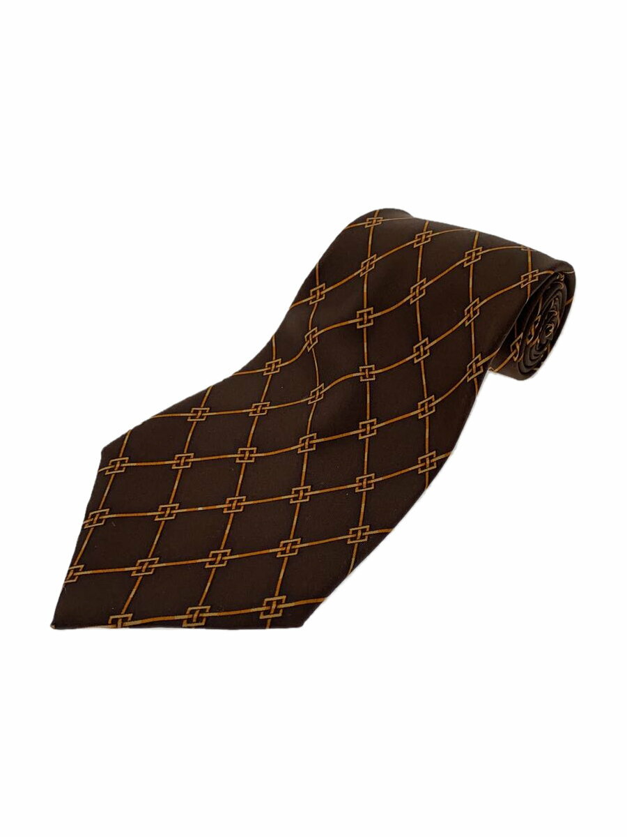【中古】HERMES◆ネクタイ/シルク/BRW/総柄/メンズ【服飾雑貨他】