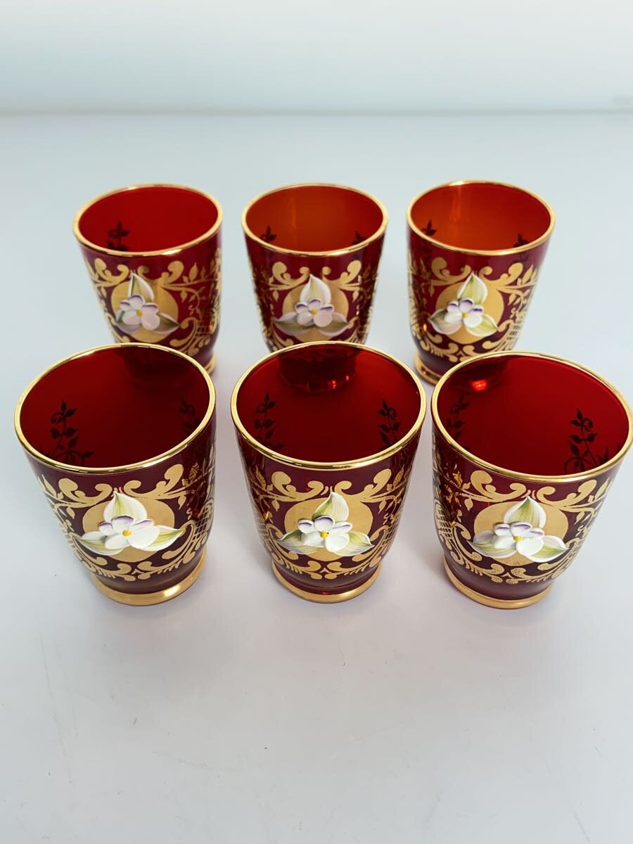 【中古】グラス/6点セット/RED/ベネチアグラス/ショットグラス【キッチン用品】