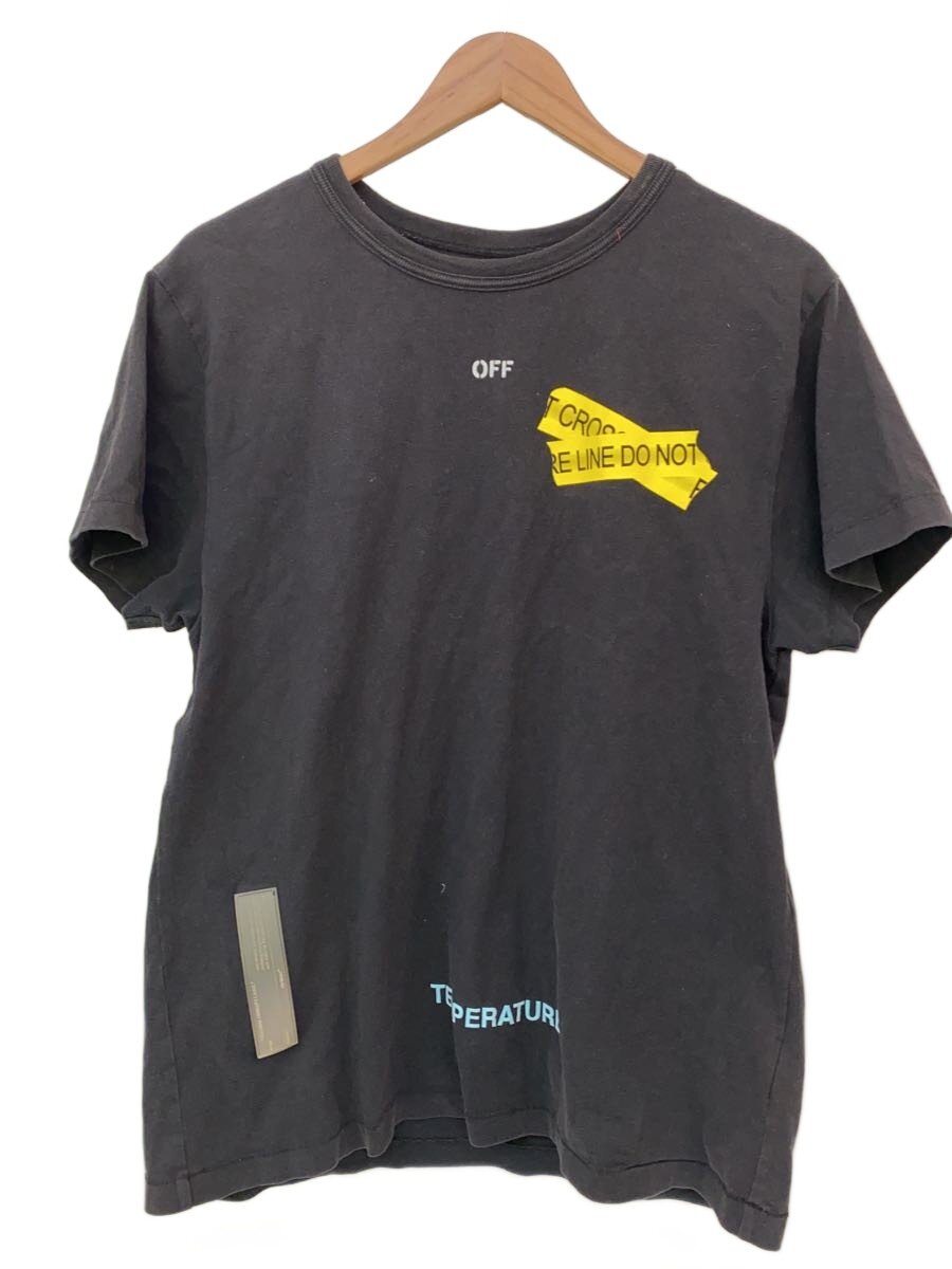 OFF-WHITE◆18SS/FIRETAPE S/S TEE/Tシャツ/XS/コットン/BLK/OMAA002S18185006