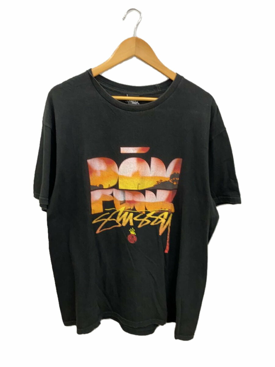 【中古】STUSSY◆Tシャツ/L/コットン/BLK/無地【メンズウェア】