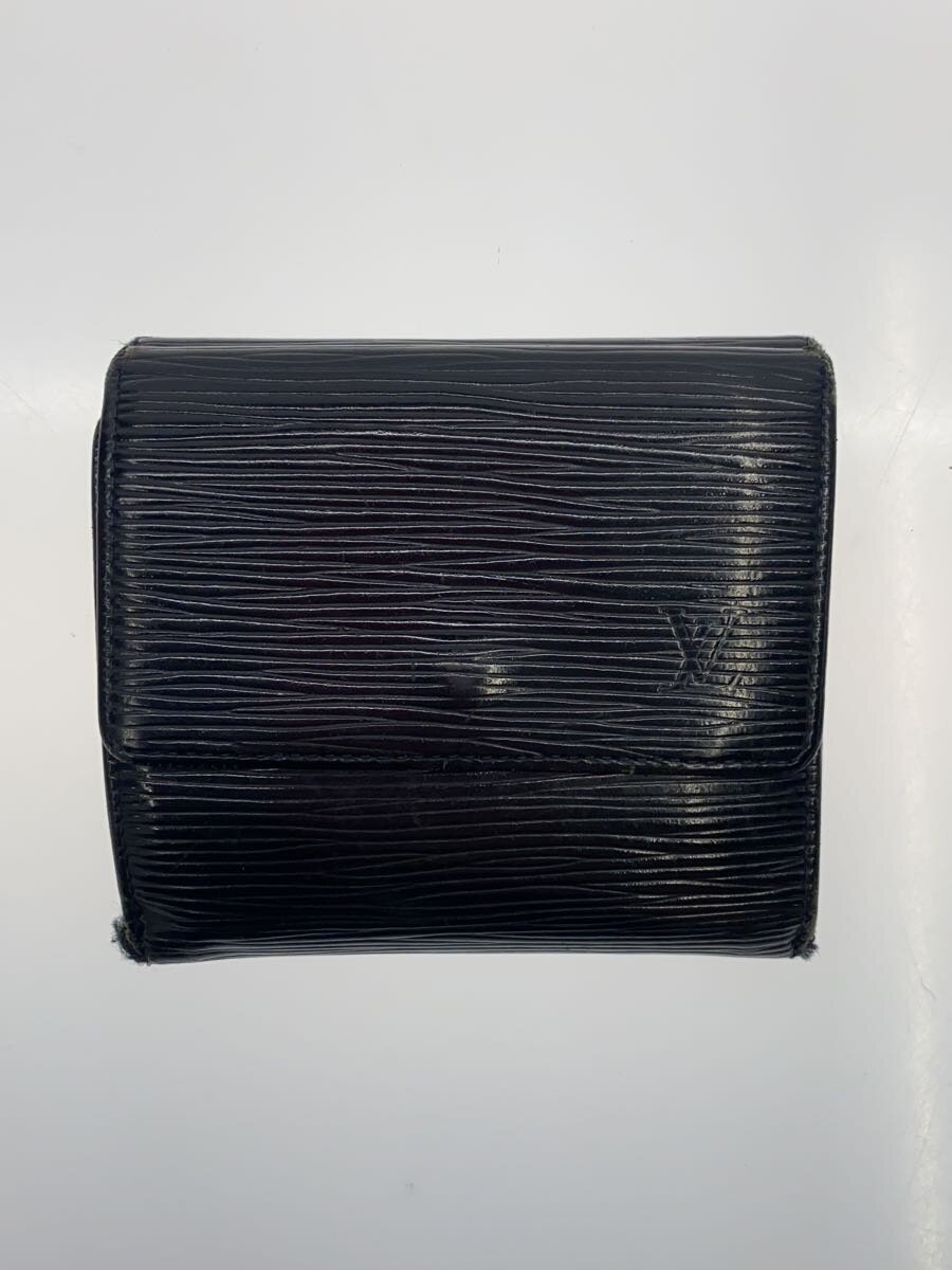 【中古】LOUIS VUITTON◆ポルト・モネ・ビエ・カルト・クレディ_エピ_BLK/レザー/BLK/メンズ【服飾雑貨他】