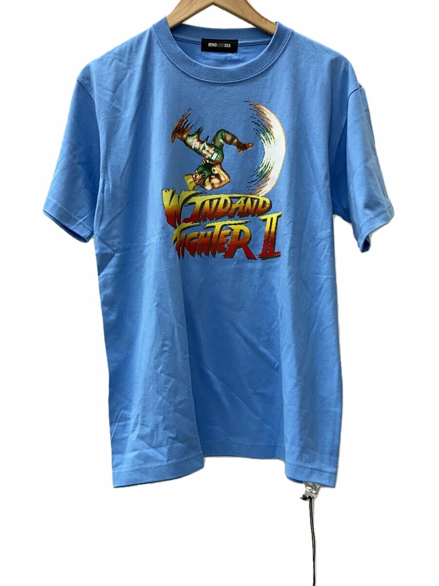 【中古】WIND AND SEA◆Tシャツ/M/コットン/BLU【メンズウェア】