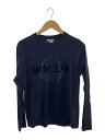 【中古】MONCLER◆フロントロゴクルーネック長袖Tシャツ/M/コットン/BLK/H20938D00005829HP//【メンズウェア】