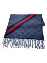 【中古】GUCCI◆マフラー/ウール/NVY/総柄/メンズ/570603 3G200【服飾雑貨他】