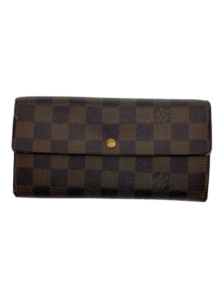 【中古】LOUIS VUITTON◆ポシェット・ポルト・モネ・カルト・クレディ_ダミエ・エベヌ_BRW/PVC/BRW/レディース【服飾雑貨他】
