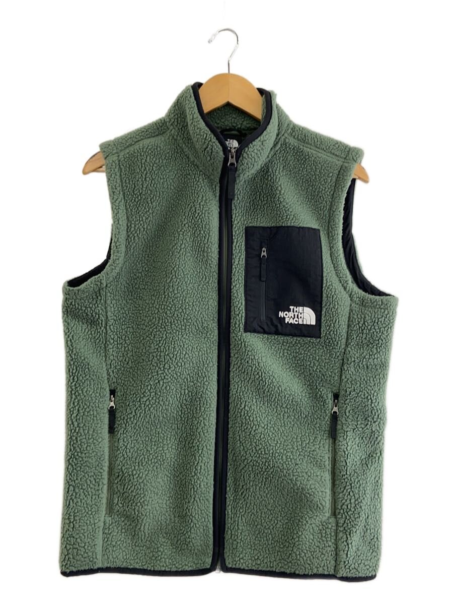 【中古】THE NORTH FACE◆フリースベスト/S/ポリエステル/GRN//【メンズウェア】