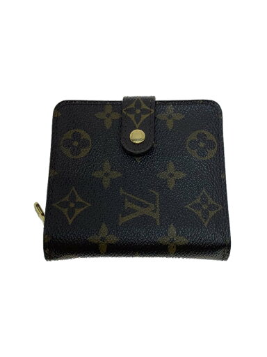 【中古】LOUIS VUITTON◆コンパクト・ジップ_モノグラム・キャンバス_BRW/PVC/BRW/レディース//【服飾雑貨他】 【中古】LOUIS VUITTON◆コンパクト・ジップ_モノグラム・キャンバス_BRW/PVC/BRW/レディース//【服飾雑貨他】