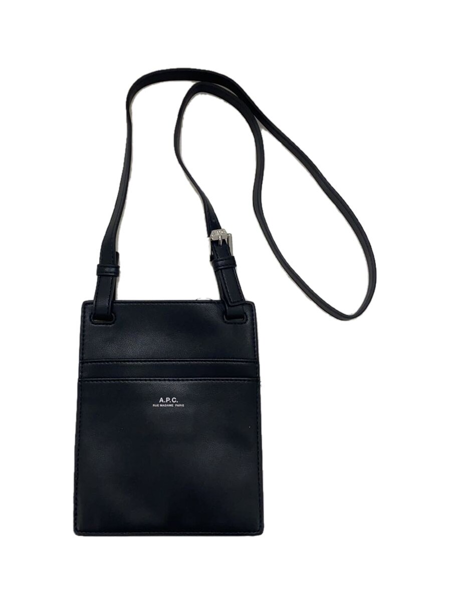 【中古】A.P.C.◆ショルダーバッグ/レザー/BLK【バッグ】