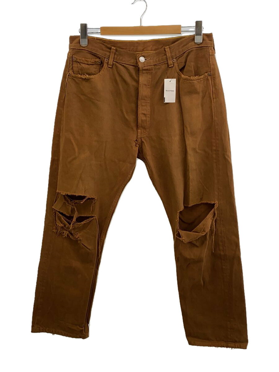 【中古】Levi’s◆ユーロ/後染め/501/パンツ/36/コットン/ブラウン/無地【メンズウェア】