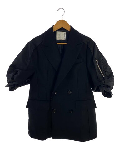 【中古】sacai◆ウールメルトンナイロンツイルジャケット/2/ウール/BLK/23-06925【レディースウェア】 【中古】sacai◆ウールメルトンナイロンツイルジャケット/2/ウール/BLK/23-06925【レディースウェア】
