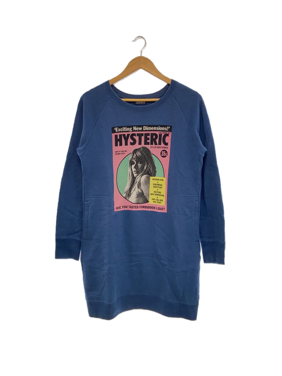 【中古】HYSTERIC GLAMOUR◆長袖ワンピース/FREE/コットン/BLU/01201C001/ブルー/青/【レディースウェア】