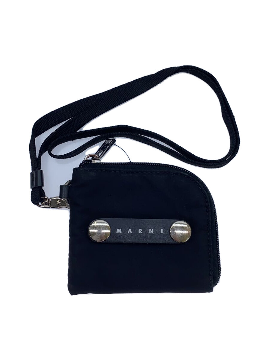 【中古】MARNI◆財布/ブラック/ナイロン/PFMI0026U0 TN685/ウォレット/ストラップ付【服飾雑貨他】