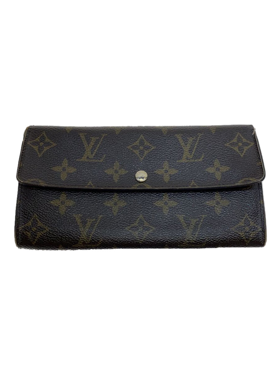 【中古】LOUIS VUITTON◆1)ポルト・フォイユ・サラ_モノグラム・キャンバス_BRW/PVC/BRW/モノグラム/メンズ//【服飾雑貨他】