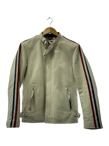 【中古】Schott◆シングルライダースジャケット/S/牛革/WHT/無地/3111010【メンズウェア】 【中古】Schott◆シングルライダースジャケット/S/牛革/WHT/無地/3111010【メンズウェア】