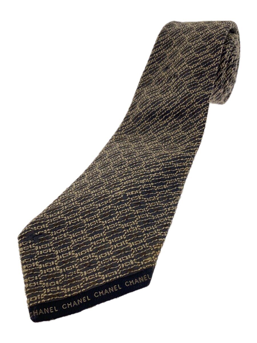 【中古】CHANEL◆ネクタイ/シルク/BRW/総柄/メンズ【服飾雑貨他】