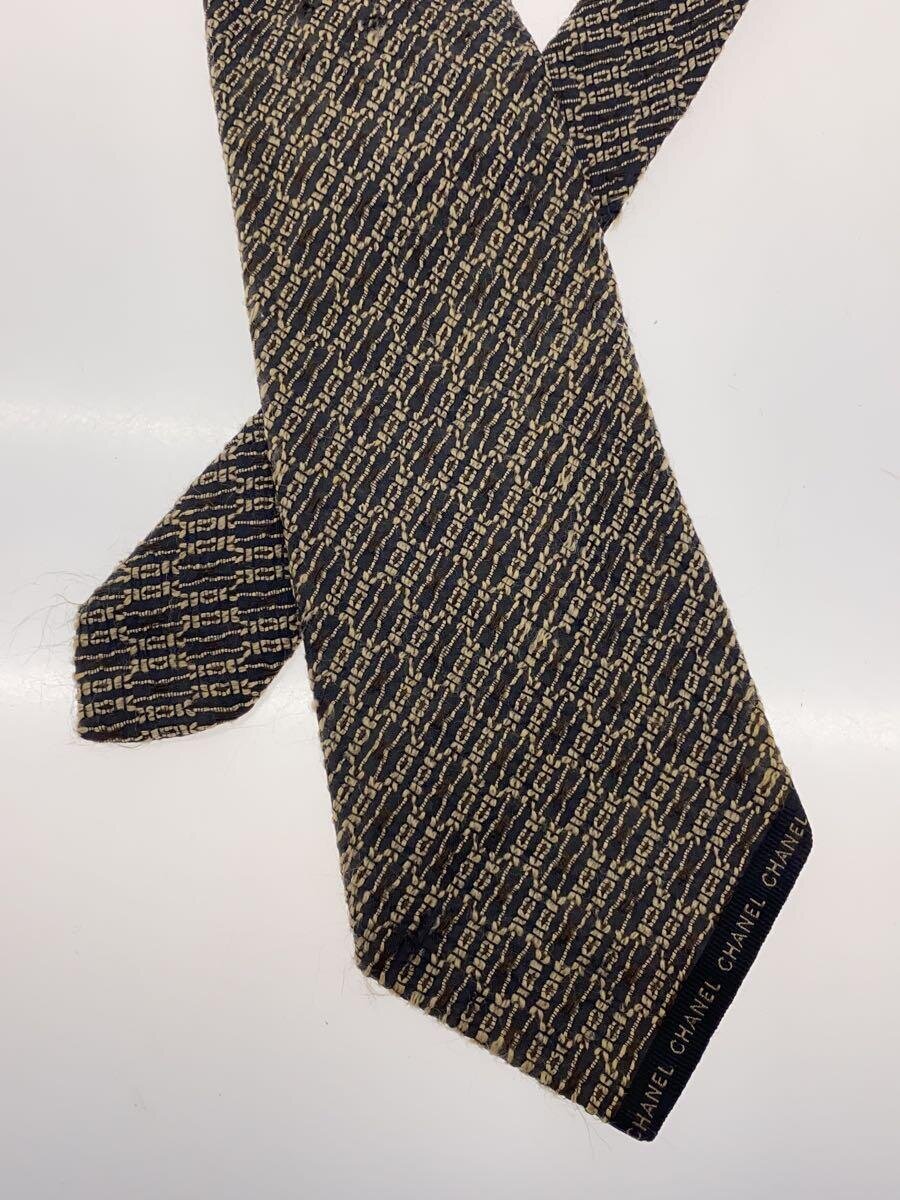 【中古】CHANEL◆ネクタイ/シルク/BRW/総柄/メンズ【服飾雑貨他】