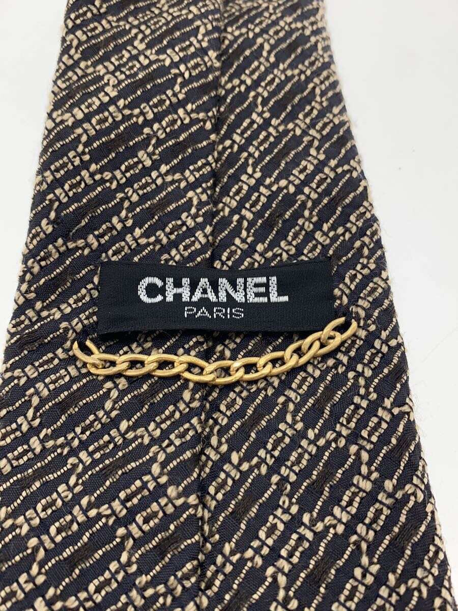 【中古】CHANEL◆ネクタイ/シルク/BRW/総柄/メンズ【服飾雑貨他】