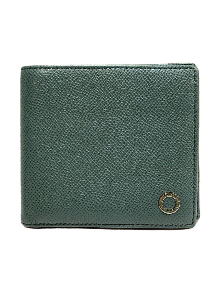【中古】BVLGARI◆2つ折り財布/レザー/GRN/無地/レディース【服飾雑貨他】