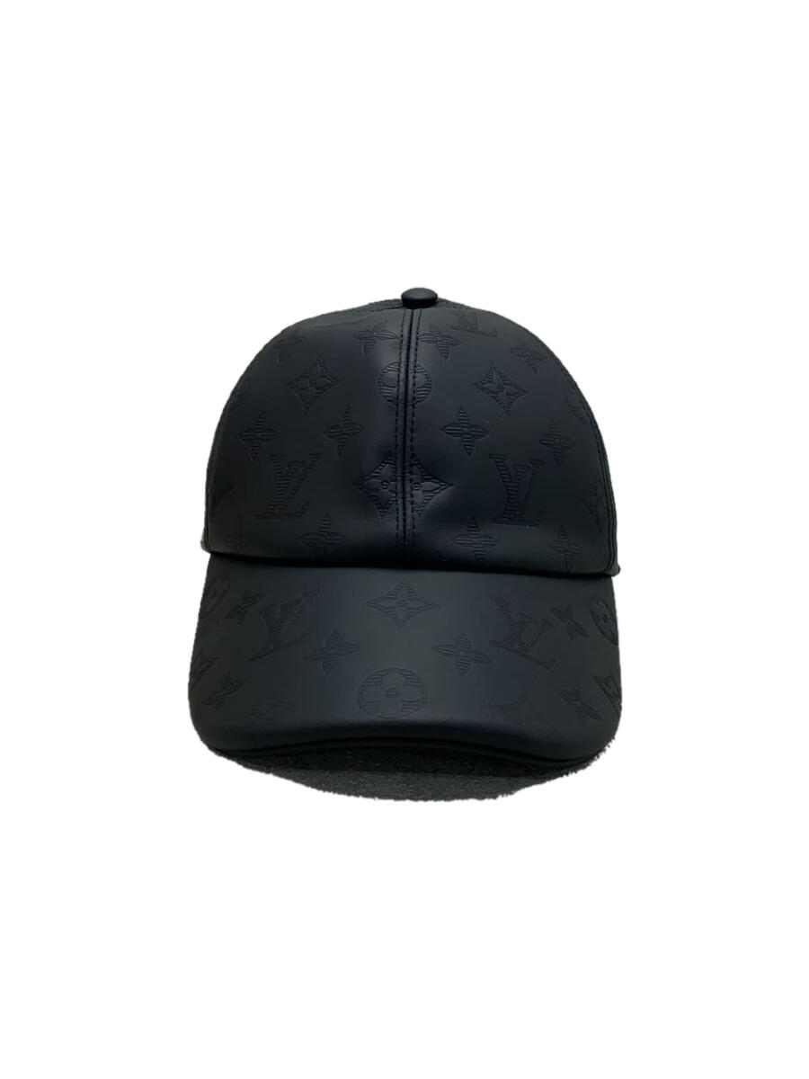 【中古】LOUIS VUITTON◆キャップ/--/レザー/ブラック/メンズ/M76580/21AW/レザーキャスケットモノグラムシャドー【服飾雑貨他】