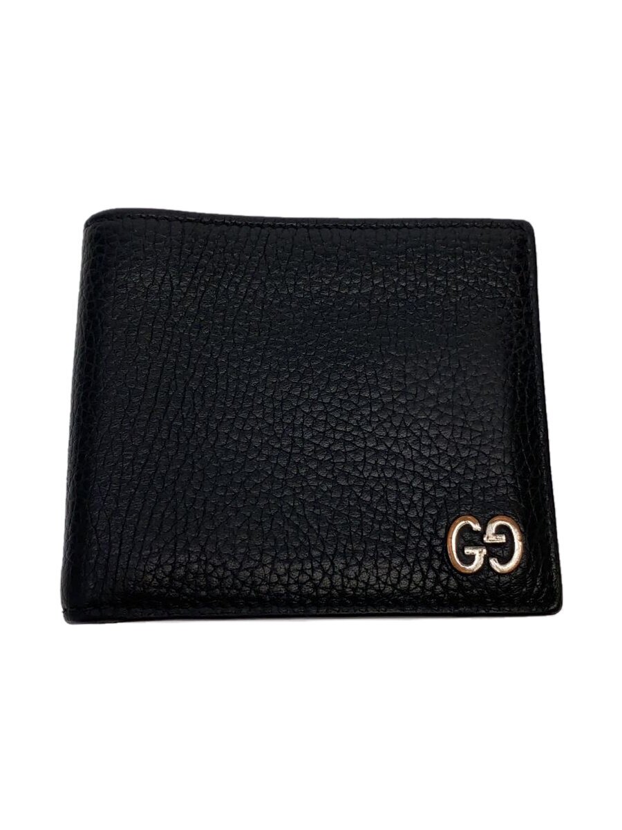 【中古】GUCCI◆GGメッキ剥がれ/2つ折り財布/レザー/BLK/メンズ/473922・493075【服飾雑貨他】