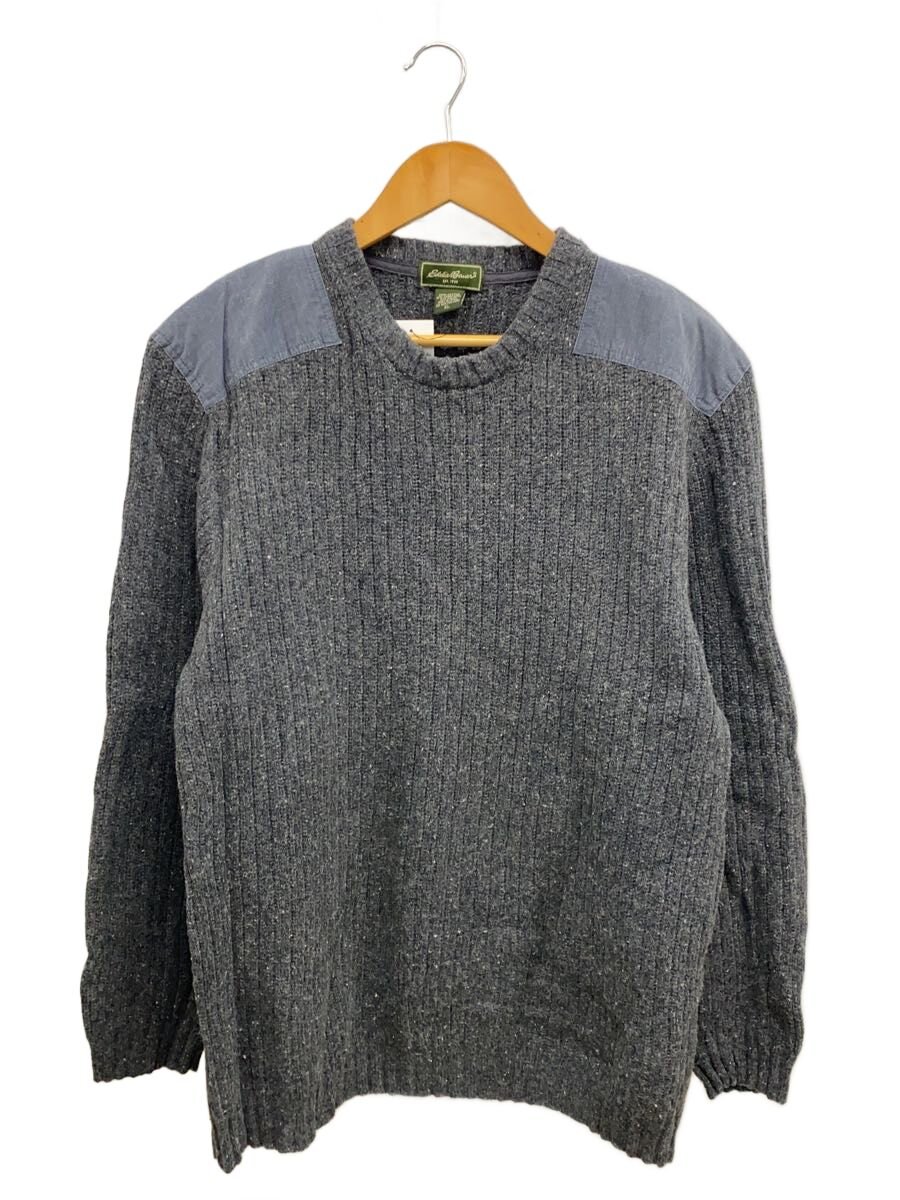 【中古】EDDIE BAUER◆コットンウールコマンドセーター/XL/グレー/エルボーパッチ//【メンズウェア】